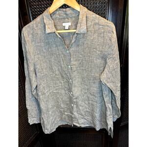 Women's 100% Linen J.Jill Petite Large Button up Shirt